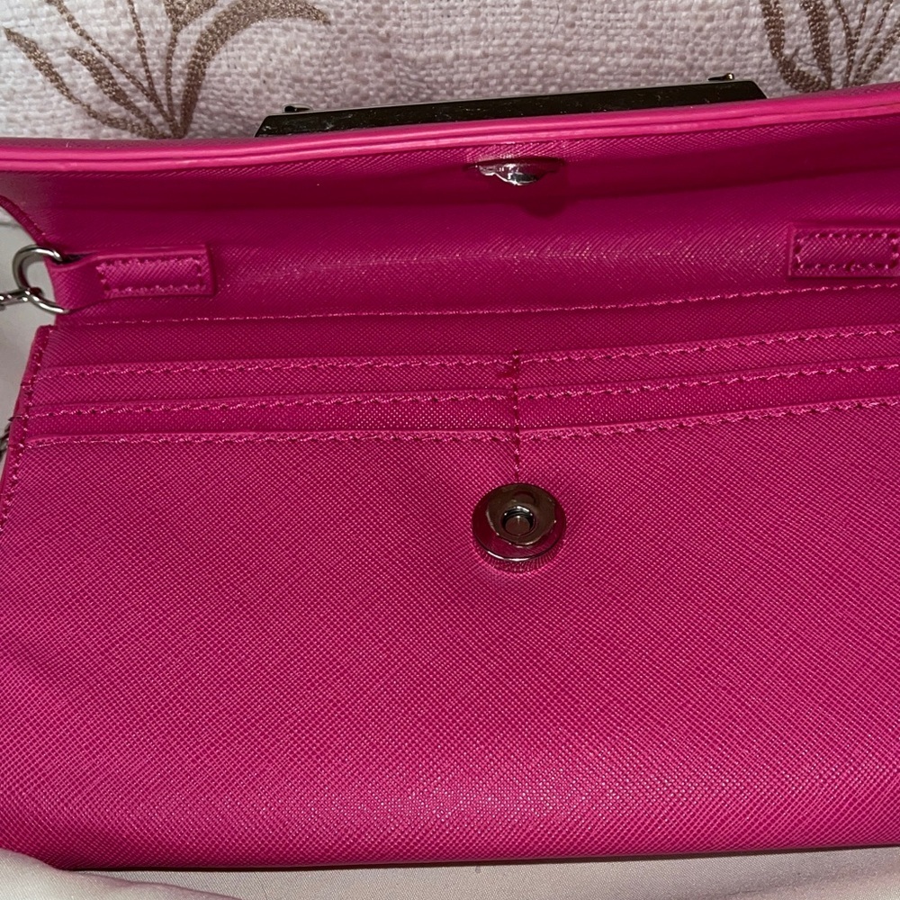 Betsey Johnson Vibrant Pink Crossbody Bag with Silver Chain by Betsey Johnson - Picture 5 of 8